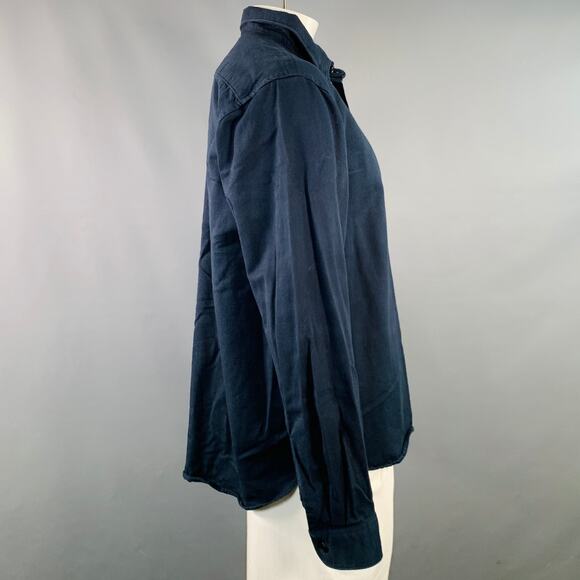 MERZ B. SCHWANEN Size XL Navy Twill Cotton One Pocket Long Sleeve Shirt - Picture 2 of 6